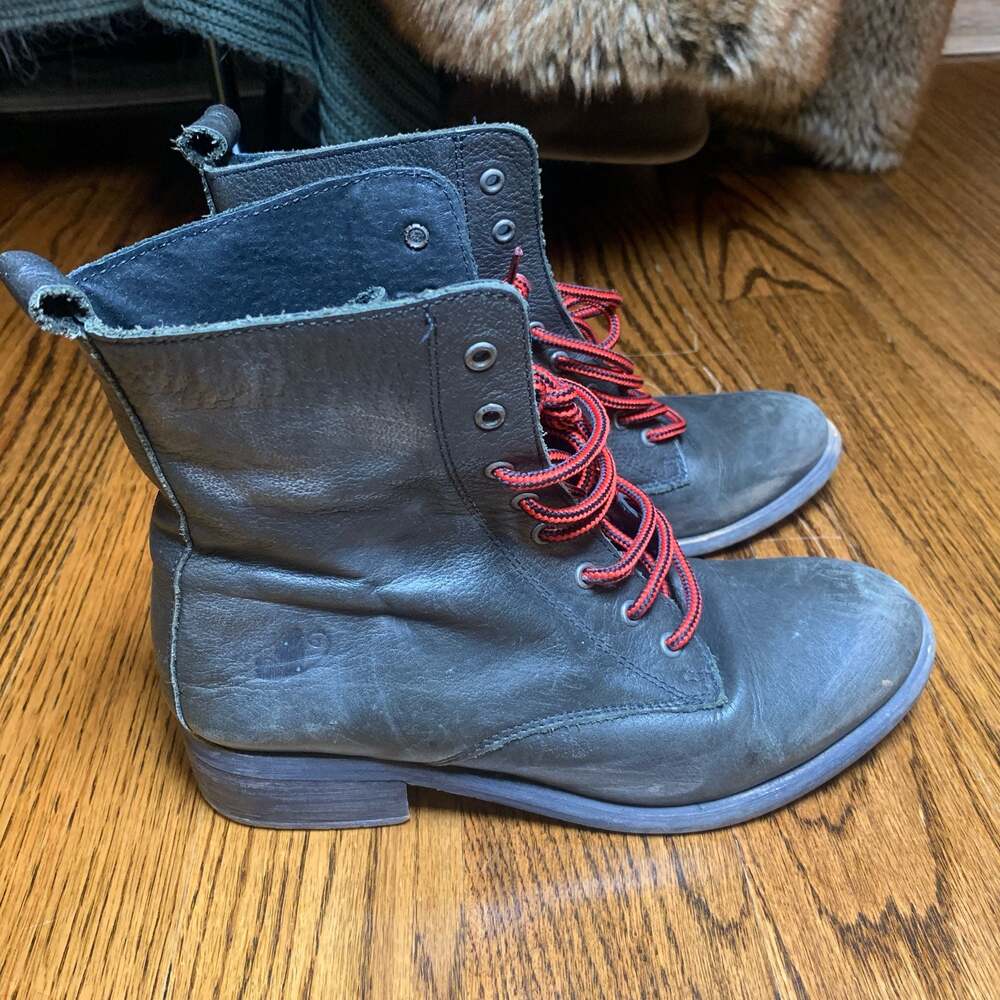 Vintage Leather Lace up Combat Style Boots Size Women's US 6